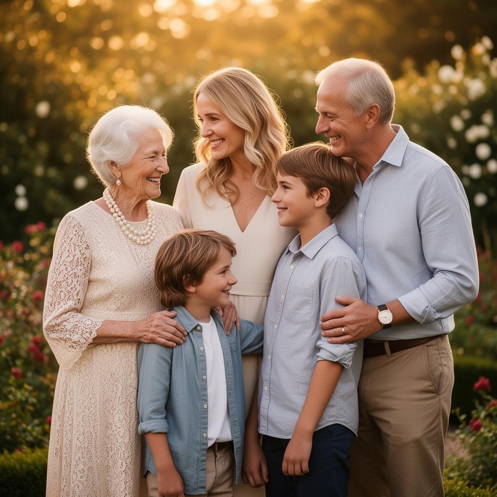 Three generations of a family together at home