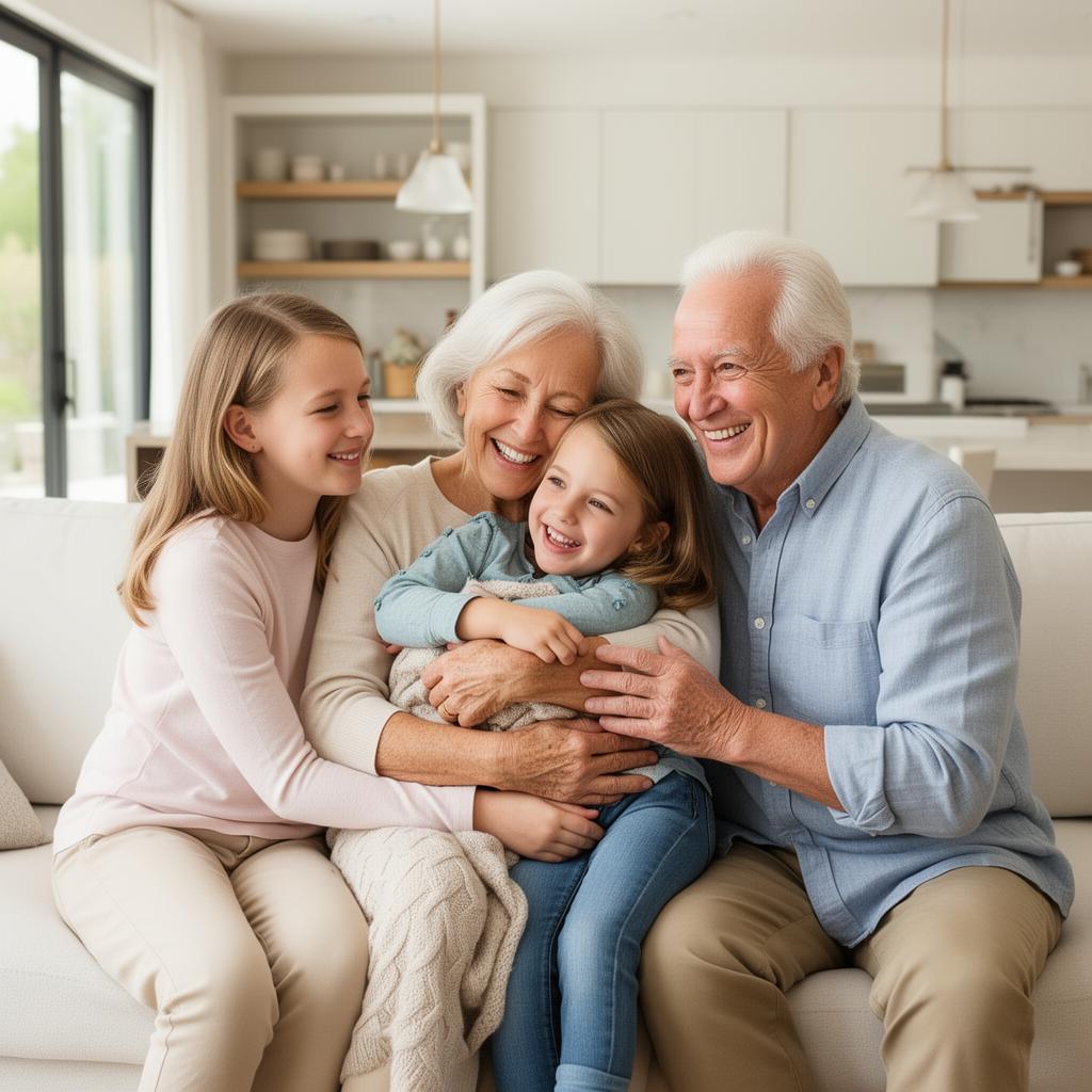 Grandparents playing outdoors with their grandchildren
