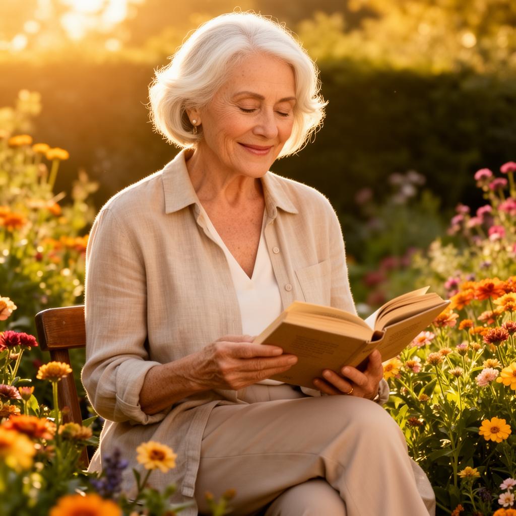 A woman enjoying an afternoon in her garden
